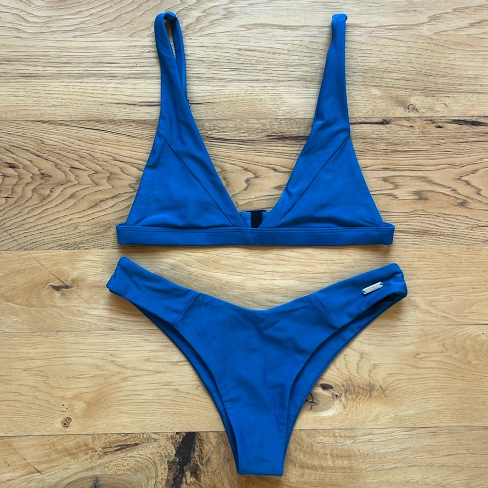 Blue Blackbough Triangle Bikini Set